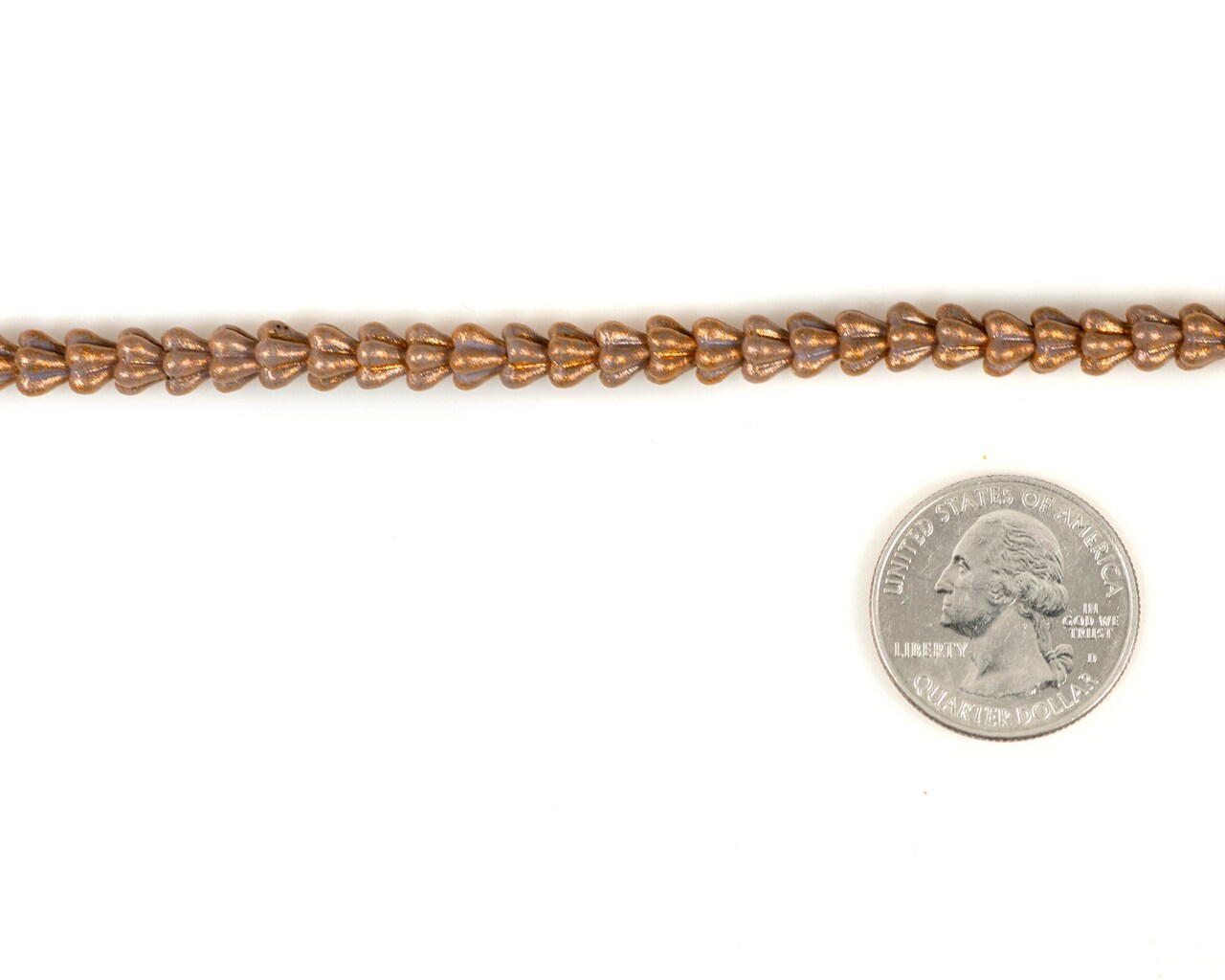 6mm x 4mm Glass Bell Flowers Golden Metallic Pink - One Strand with apx 50 beads GB-FB20